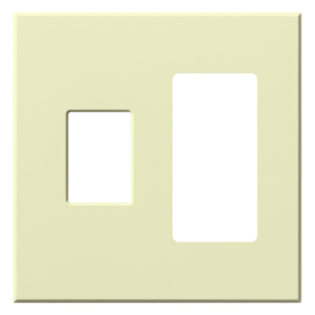 Lutron Architectural 2 Gang Wall Plate for 1 Nova T Dimmer/Switch (Left) and 1 Accessory (Right) Almond