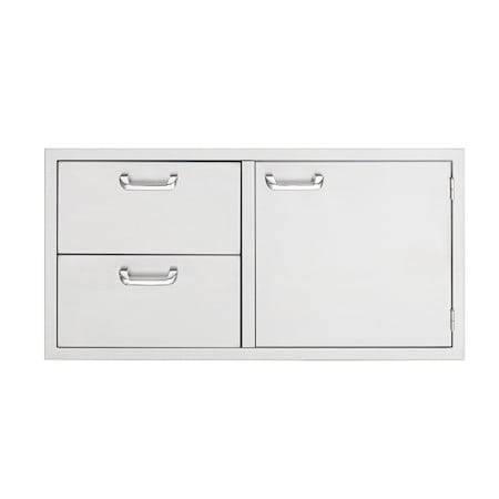 Lynx Sedona 42 Inch Wide Enclosed Double Drawers with Single Access Door Stainless Steel