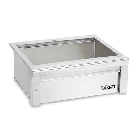 Lynx Professional 30" Single Drop In Stainless Steel Outdoor Sink with Blue LED Lights and Switch Stainless Steel