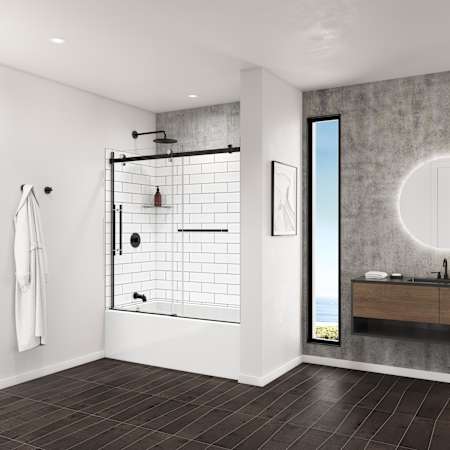 Maax Utile 60-7/8" High X 59-3/4" Wide X 32-5/8" Deep Composite Alcove Tub and Shower Wall Set - Includes Shelf Metro Tux