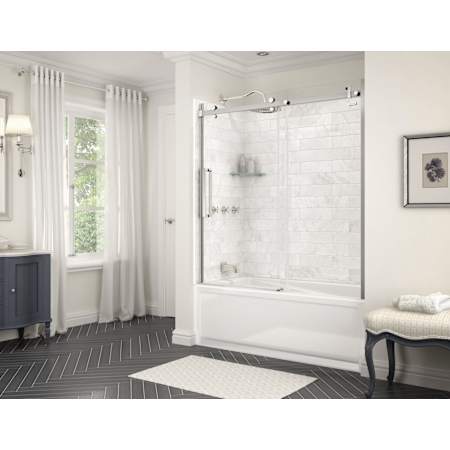 Maax Utile 60-7/8" High X 59-3/4" Wide X 30-1/2" Deep Composite Alcove Tub and Shower Wall Set - Includes Shelf Marble Carrara