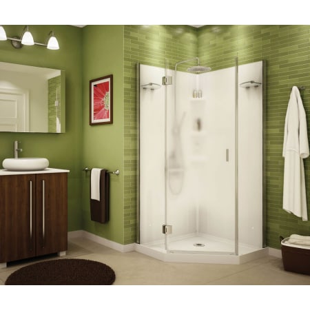 Maax 36 x 36 Polystyrene Center Drain Shower Kit with Clear Glass White / Chrome