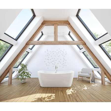 Maax Villi 65" Free Standing Acrylic Soaking Tub with Rear Drain and Overflow White