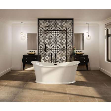 Maax Elina 66" Free Standing Acrylic Soaking Tub with Rear Drain and Overflow White