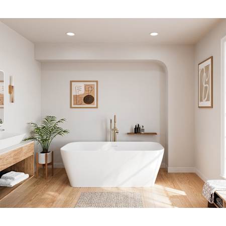 Maax Renata 67" Free Standing Acrylic Soaking Tub with Center Drain and Overflow Matte White