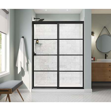 Maax Incognito 76" High x 59" Wide Bypass Framed Shower Door with Clear Tempered Glass Matte Black