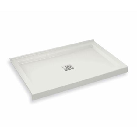 Maax B3Square 47-7/8" x 35-7/8" Rectangular Shower Base with Double Threshold, Center Drain and Left Corner Installation White