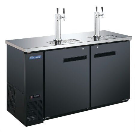 Magic Chef Norpole 61 Inch Wide 16 Cu. Ft. 4 Tap Beer Kegerator with Interior LED Lighting Black