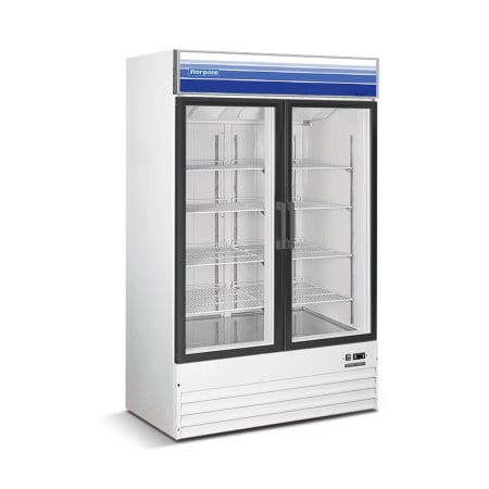 Magic Chef Norpole 48 Inch Wide 29 Cu. Ft. Side by Side Door Swing Reach-In Merchandiser Refrigerator White