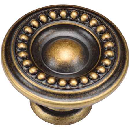 Manzoni Beaded 1-3/8 Inch Zamac Mushroom Cabinet Knob from the Classic European Renaissance Collection Distressed Brass