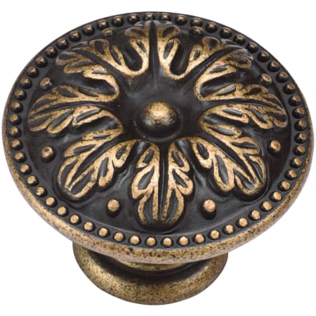 Manzoni Floral 1-3/8 Inch Zamac Mushroom Cabinet Knob from the Classic European Renaissance Collection Distressed Brass