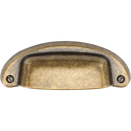Manzoni 1-1/4 Inch Center to Center Zamac Cup Cabinet Pull from the Classic European Renaissance Collection Distressed Brass
