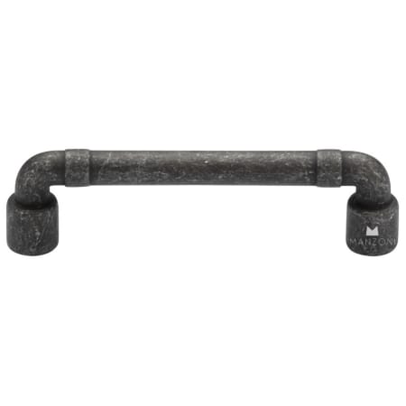 Manzoni Mystic 6-5/16" Center to Center Industrial Pipe Handle Cabinet Pull - Made in Italy Vintage Black Iron