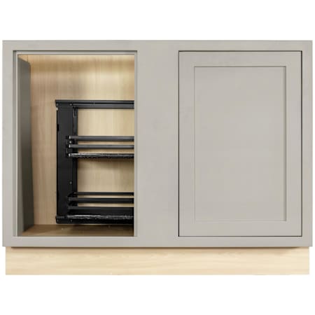 Maplevilles Cabinetry Inset 45" Wide x 35" Tall Single Door Blind Corner Cabinet with Basket Slides, Right Opening Tuscan Grey
