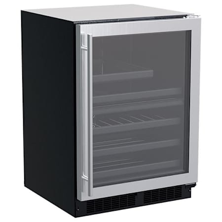 Marvel Classic 24 Inch Wide 22 Bottle Capacity and 112 Can Capacity Wine and Beverage Cooler Stainless Steel Framed Glass