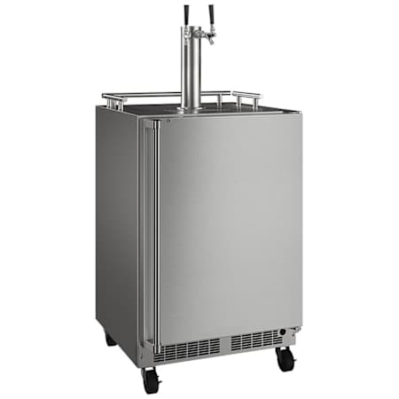Marvel Outdoor 24 Inch Wide 5.7 Cu. Ft. Built-In / Free Standing Double Tap Kegerator with Casters Stainless Steel