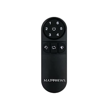 Matthews Fan Company Hand Held Remote for 6 Speed Control and Reverse with 5CCT LED Control and Light Dimming Capacity Black