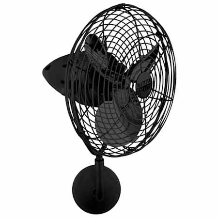 Matthews Fan Company Bruna Parede 13" 3 Blade Indoor Wall Mount Fan with Cage Black