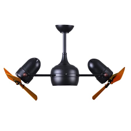 Matthews Fan Company Dagny 16" 6 Blade Indoor / Outdoor LED Ceiling Fan with Remote Control Matte Black / Mahogany Tone