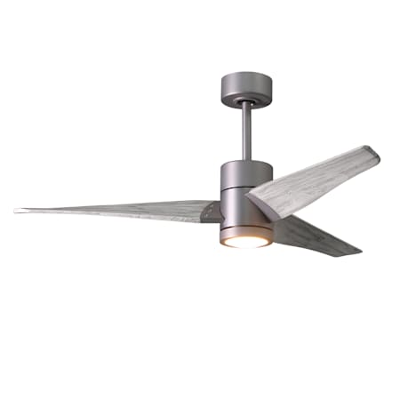 Matthews Fan Company Super Janet 52" 3 Blade Indoor LED Ceiling Fan with Reversible Motor, Wall Control, Remote and LED Light Kit Included Brushed Nickel / Barn Wood Tone