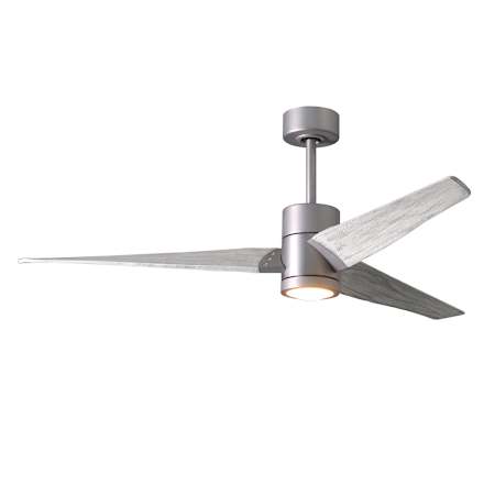 Matthews Fan Company Super Janet 60" 3 Blade Indoor LED Ceiling Fan with Reversible Motor, Wall Control, Remote and LED Light Kit Included Brushed Nickel / Barn Wood Tone