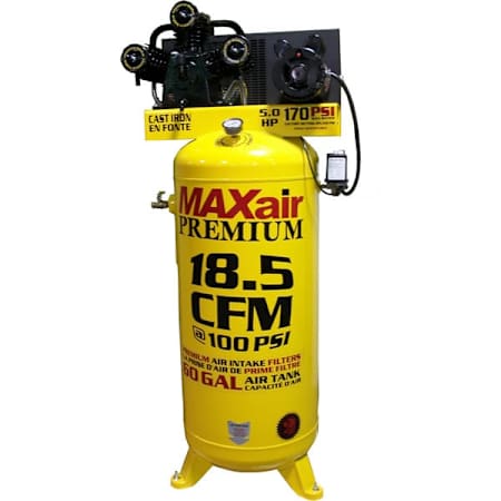 MAXair Premium 5 HP 60 Gal 150 Max PSI 18.5 CFM Single-Stage Stationary Electric (208, 230 Volt 1 Phase) Reciprocating Air Compressor N/A