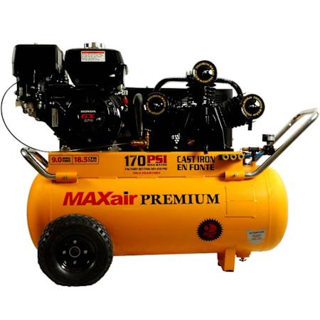 MAXair Premium 9 HP 25 Gal 170 Max PSI Single-Stage Portable Gas Reciprocating Air Compressor with Electric Start Honda GX270 Engine N/A