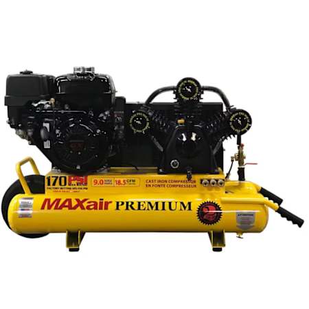 MAXair Premium 9 HP 10 Gal 170 Max PSI Single-Stage Portable Gas Reciprocating Air Compressor with Honda Engine N/A