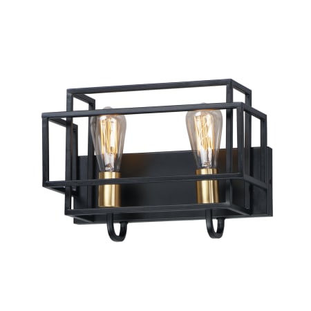 Maxim Liner 2 Light 14" Wide Bathroom Vanity Light Black / Satin Brass