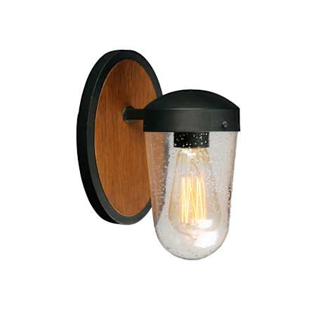 Maxim Lido Single Light 9" Tall Outdoor Wall Sconce Antique Pecan / Black / Seedy Glass