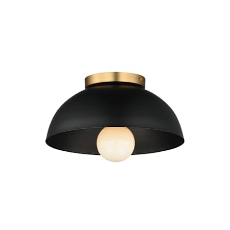 Maxim Thelonious 12" Wide Flush Mount Ceiling Fixture Black / Natural Aged Brass