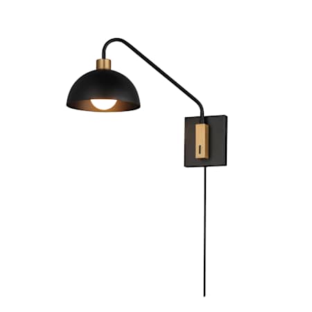 Maxim Thelonious 16" Tall Wall Sconce Black / Natural Aged Brass