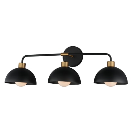 Maxim Thelonious 3 Light 31" Wide Vanity Light Black / Natural Aged Brass