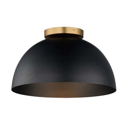 Maxim Thelonious 16" Wide Flush Mount Ceiling Fixture Black / Natural Aged Brass