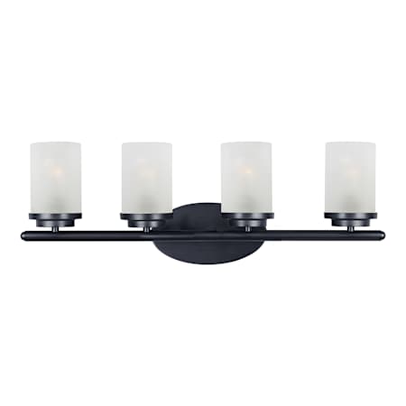 Maxim Corona 4 Light 26" Wide Bathroom Vanity Light with Milk Glass Shades Black