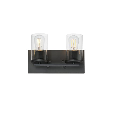 Maxim Lateral 2 Light 12" Wide Vanity Light Black / Clear