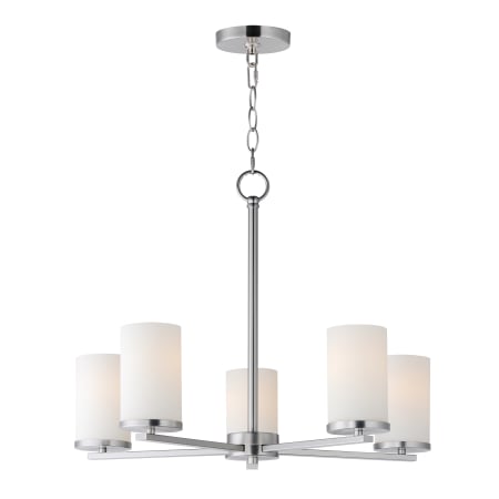 Maxim Lateral 5 Light 24" Wide Pillar Candle Style Chandelier Satin Nickel