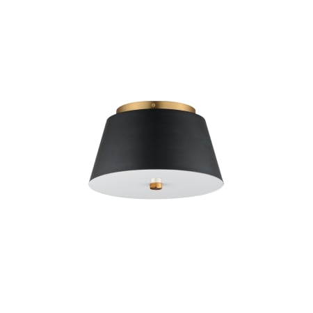 Maxim Miles 11" Wide LED Flush Mount Ceiling Fixture Black / Natural Aged Brass