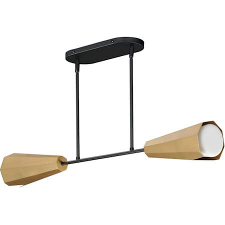 Maxim Rizzo 2 Light 37" Wide Linear Pendant Black / Antique Brass