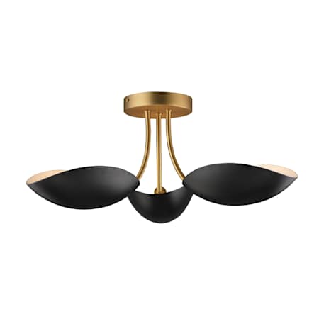 Maxim Maris 3 Light 22" Wide Semi-Flush Ceiling Fixture Black / Natural Aged Brass