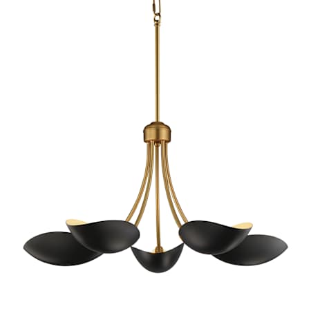 Maxim Maris 27" Wide 5 Light Chandelier Black / Natural Aged Brass