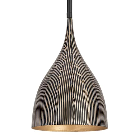 Maxim Fleur 8" Wide Mini Pendant with Hand-Spun Metal Shade Black / Gold