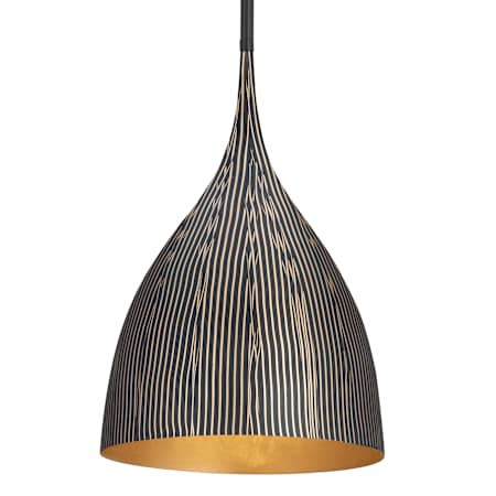 Maxim Fleur 12" Wide Pendant with Hand-Spun Metal Shade Black / Gold