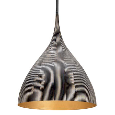 Maxim Fleur 16" Wide Pendant with Hand-Spun Metal Shade Black / Gold
