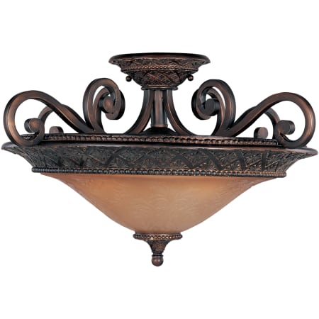 Maxim 3 Light 22.5" Wide Semi-Flush Ceiling Fixture from the Symphony Collection Oil Rubbed Bronze / Screen Amber Glass