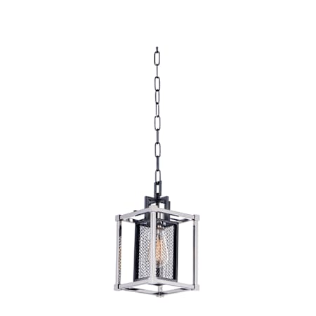 Maxim Refine Single Light 7" Wide Mini Pendant Black / Polished Nickel