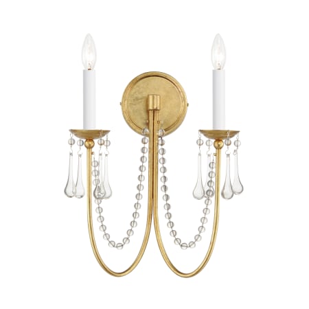 Maxim Plumette 2 Light 16" Tall Wall Sconce with Crystal Accents Gold Leaf