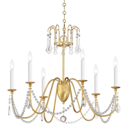 Maxim Plumette 6 Light 28" Wide Crystal Candle Style Chandelier Gold Leaf