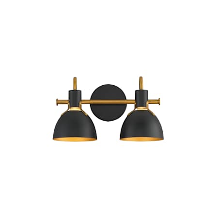 Maxim Dusk 2 Light 15" Wide Vanity Light Black / Antique Brass