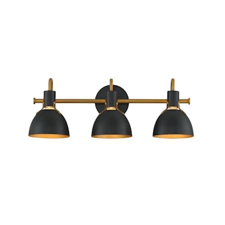 Maxim Dusk 3 Light 24" Wide Vanity Light Black / Antique Brass